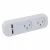 מפצל חשמל ל-2 שקעים עם 2 חיבורי 2.1A USB