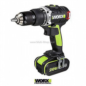 מברגה/מקדחה נטענת עם שני סוללות Worx WU175.2 20V 2A וורקס