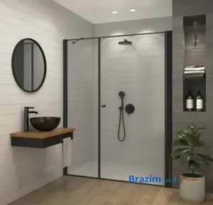 מקלחון חזית סבח HD קבוע ודלת 120-180 שחור