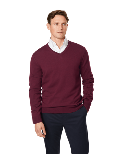 סריג צמר בורדו Merino V-Neck Jumper