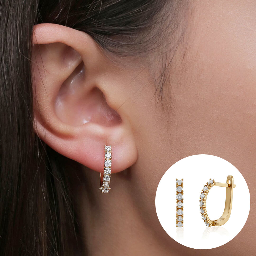 עגילי יהלומים 0.70ct מזהב 14K