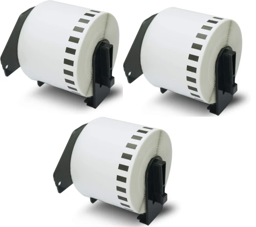 3 גלילי מדבקות רציף DK-22205 גליל מדבקות תואם למדפסות גלילים (30.48 מטר -  6.2 סמ)