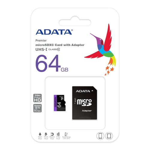 כרטיס זיכרון  64GB ADATA UHS-I Class1 microSD