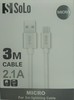 כבל micro-USB איכותי של חברת SOLO באורך 3M
