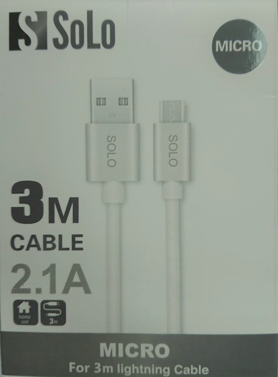 כבל micro-USB איכותי של חברת SOLO באורך 3M
