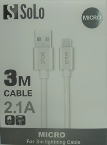 כבל micro-USB איכותי של חברת SOLO באורך 3M