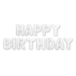 מארז בלונים לניפוח עצמיHappy Birthday לבן