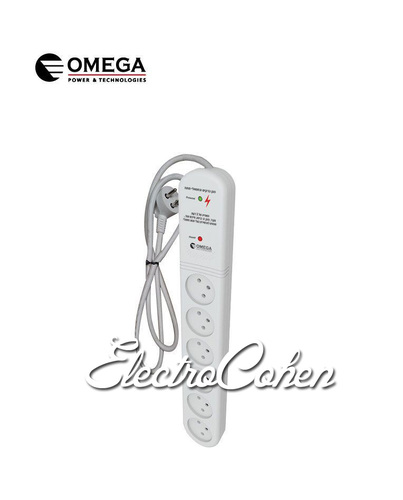 מגן ברקים רב שקע מפצל ל 6 כולל השהייה מגן ברקים Omega OM-QDELAY-6