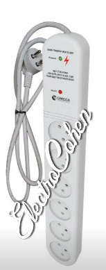 מגן ברקים רב שקע מפצל ל 6 כולל השהייה מגן ברקים Omega OM-QDELAY-6