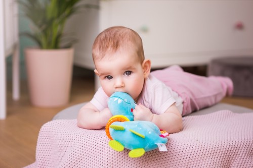 בובת פעמון רב תחושתית עם נשכנים - דינו כחול