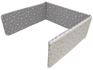 מגן ראש דו-צדדי למיטת תינוק 100% כותנה אורגנית - כוכבים אפור