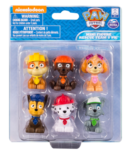 שישיית דמויות משחק של כלבלבי מפרץ ההרפתקאות עם קסדות וקולרים תואמים