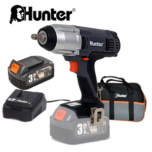 מפתח אימפקט נטען 18V 330 N.M כוול סוללת 4Ah בתיק כולל מטען Hunter 100314-005.2