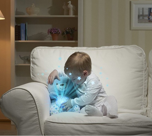 דובי שינה - בובת דב רכה ונעימה עם מקרן אור ו 30 דקות מוזיקה מרגיעה - כחול