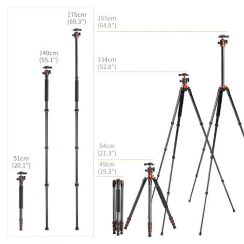 חצובת אלומיניום ראש כדורי K&F SA254C1