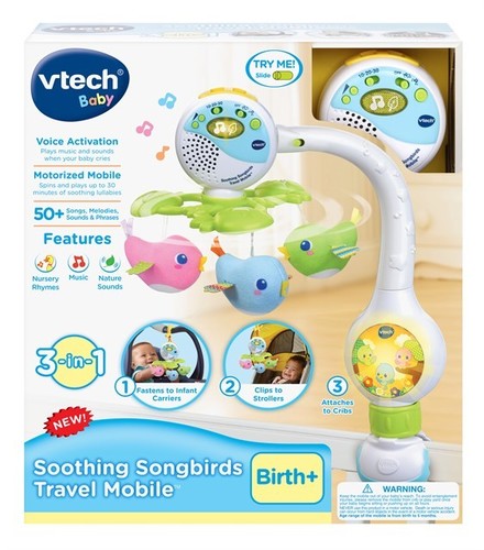 מובייל חשמלי ונייד לתינוק עם חיישן הפעלה אוטומטי - ציפורים vtech