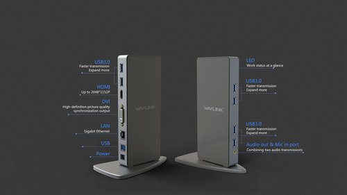 תחנת עגינה אוניברסלית  Wavlink USB3.0 HDMI & DVI Dual-Monitor WL-UG39DK7
