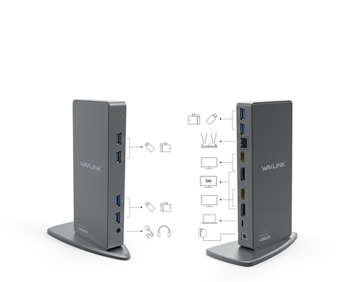 תחנת עגינה אונברסלית WAVLINK USB C Universal Docking Station,wl-ug69dk7  Dual 4K  5K Single Video Display 
