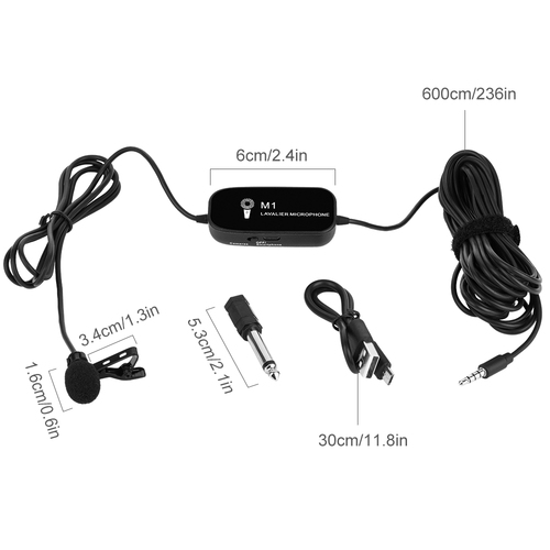מיקרופון דש חוטי 6 מטר K&F Concept Lavalier Mic