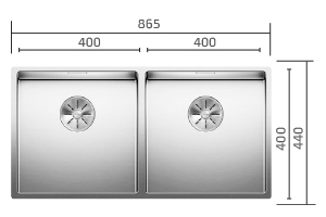 כיור מטבח כפול קלארון BLANCO 400/400-IF