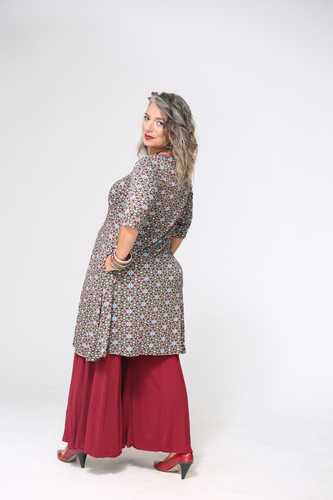 שמלת שני שרוול 3/4 מודפסת  plus size