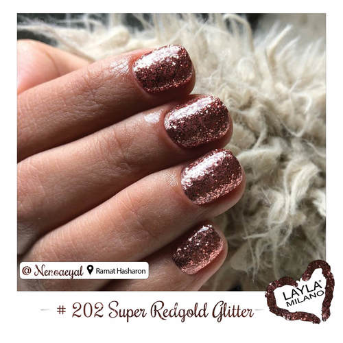 לק ג'ל לילה מילאנו #202 Super Redgold Glitter