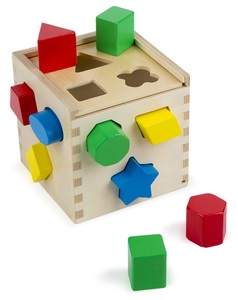 קוביית התאם צורה קלאסית מעץ + 12 צורות צבעוניות