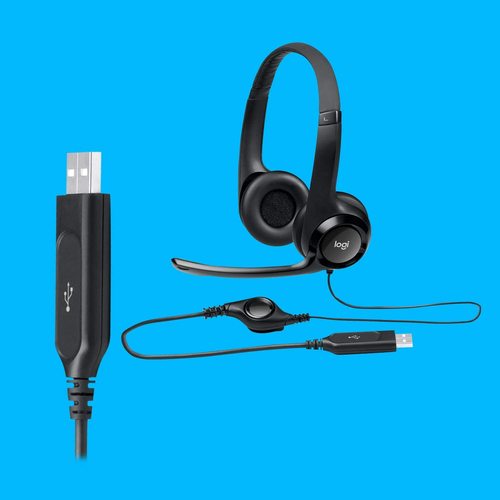 אוזניות מחשב חוטיות Logitech H390 USB Headset with Noise-Cancelling Microphone
