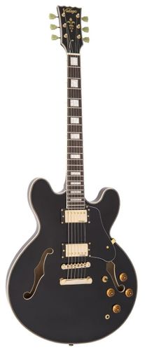 Vintage VSA500 ReIssued Semi Acoustic Guitar ~ Gloss Black