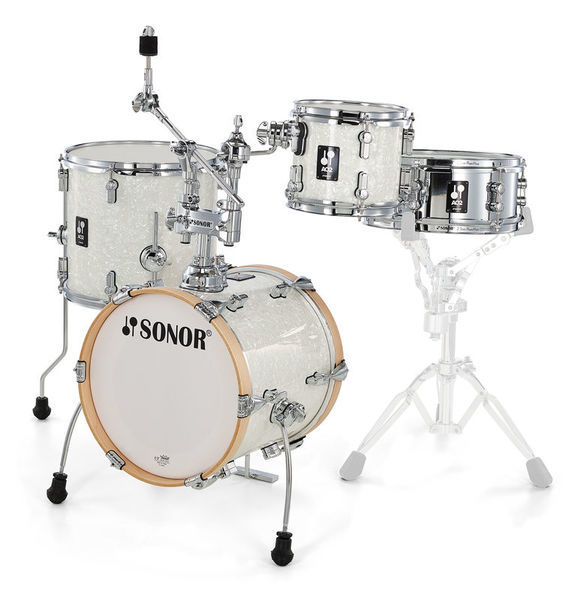 מערכת תופים 4 חלקים ללא אביזרים "14 SONOR AQ2 Martini Set WHP 17335 White Pearl