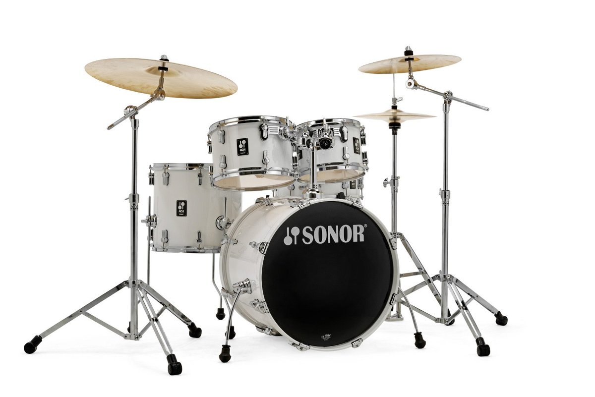 מערכת תופים 5 חלקים + אביזרים "20 SONOR AQ1 Studio Set Piano White