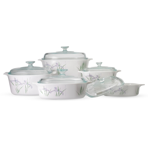 סיר זכוכית מרובע 5 ל' + מכסה דגם אירוס | Cornning Ware Iris