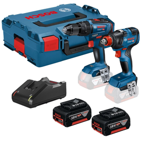 סט 18V ללא פחמים מפתח אימפקט+מקדחה רוטטת 2 סוללות 4AH ומטען 