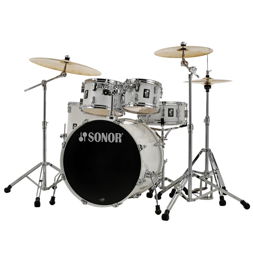 מערכת תופים 5 חלקים + אביזרים "22 SONOR AQ1 Stage Set Piano White