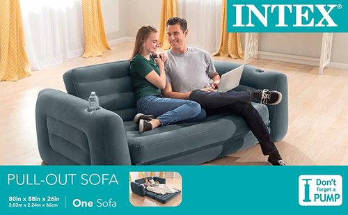 ספה מתנפחת לזוג הנפתחת למיזרון זוגי LOUNGIN AROUND דגם INTEX 66552