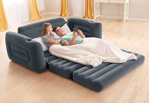 ספה מתנפחת לזוג הנפתחת למיזרון זוגי LOUNGIN AROUND דגם INTEX 66552