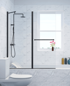 אמבטיון דופן קבועה ודלת - שחור IN/OUT ISRAELI GLASS