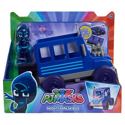 דמות משחק של נינג'ת הלילה מסדרת כוח פיג'יי עם אוטובוס הלילה הייחודי לה