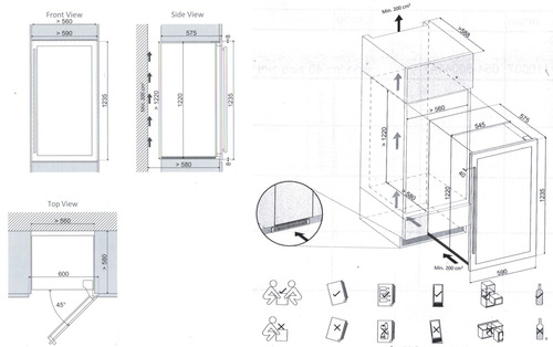 מקרר יין אינטגרלי DX-89.215BDSK חזית נירוסטה