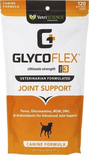 תוסף גלוקוזומין לכלב גליקופלקס 120 טבליות Glyco Flex 3