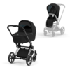 עגלת פריאם 4 Priam - שלד כרום ידית שחור צבע שחור Sepia Black 