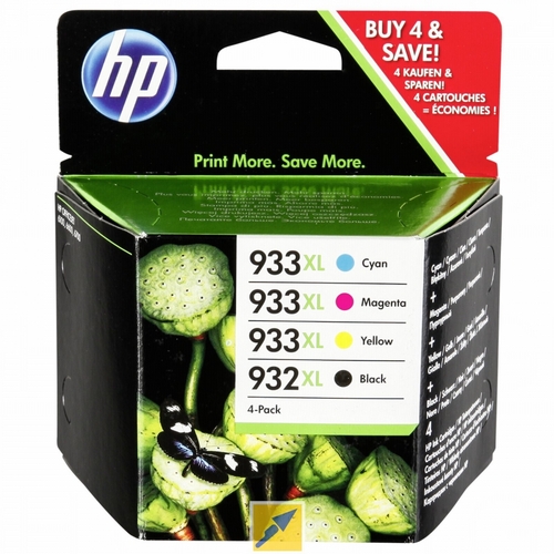 מחסניות דיו מקוריות HP 932XL בשחור/933XL ציאן/מגנטה/צהוב, אריזה של 4 (C2P42AE)