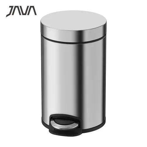 פח אשפה 5 ליטר - JAVA מוברש פח לשירותים מתוך קולקציית פחי אשפה לשירותים (מבט מהצד) - פתרון פונקציונלי ואסתטי לארגון הבית