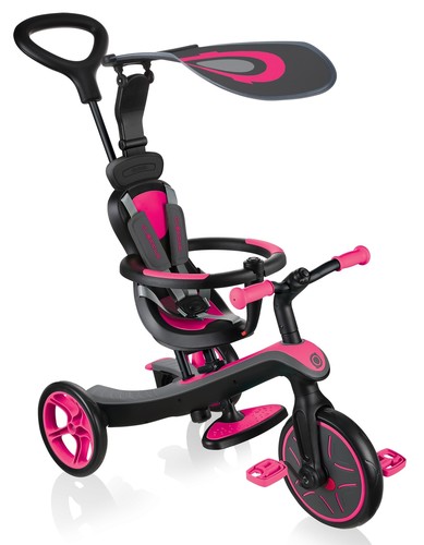 תלת אופן הכל באחד Explorer Trike 4 in 1 הופך לאופני איזון - ורוד