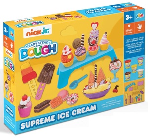 ערכת משחק ויצירה בבצק לילדים - סט הכנת גלידה 20 חלקים + 5 מיכלי בצק צבעוני