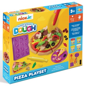 ערכת משחק ויצירה בבצק לילדים - מכינים פיצה 8 אביזרים + 4 מיכלי בצק צבעוני