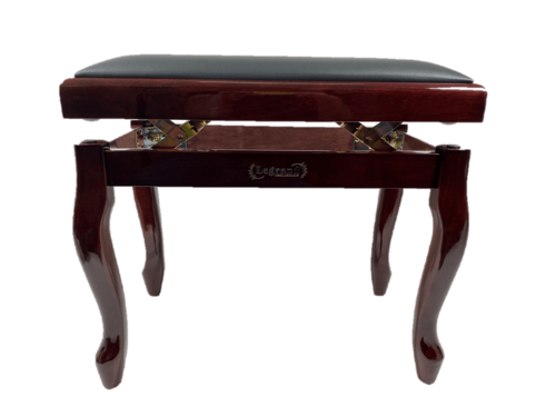 כסא פסנתר מתכוונן עם רגליים מהודרות בצבע חום וולנט וטופ שחור דמוי עור PB18-CL מבית Legrand