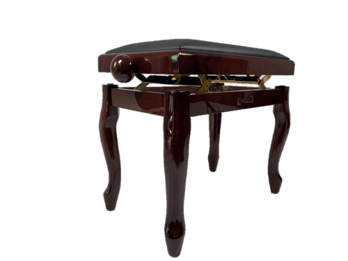 כסא פסנתר מתכוונן עם רגליים מהודרות בצבע חום וולנט וטופ שחור דמוי עור PB18-CL מבית Legrand