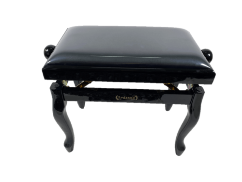 כסא פסנתר מתכוונן עם רגליים מעוגלות בצבע שחור מבריק עם מושב קטיפה PB18-CL מבית Legrand