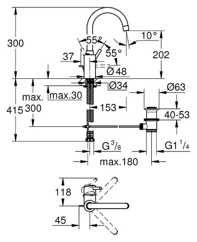 ברז גרואה GROHE 32629002 קונצטו עם גימור כרום.
